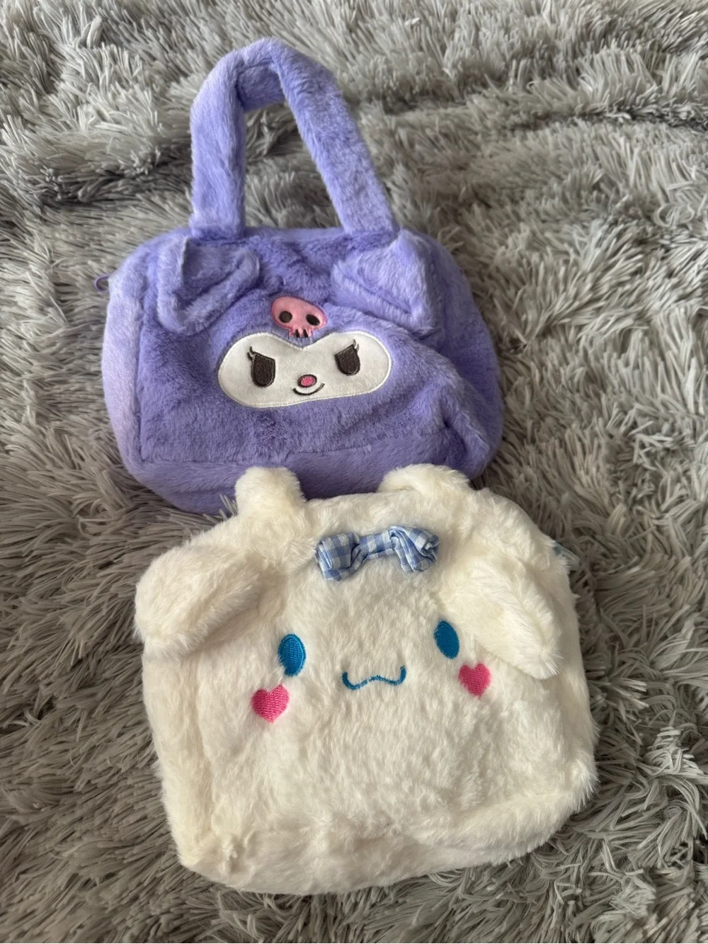 Hello Kitty Plush Character Tote Bags in Purple and Cream